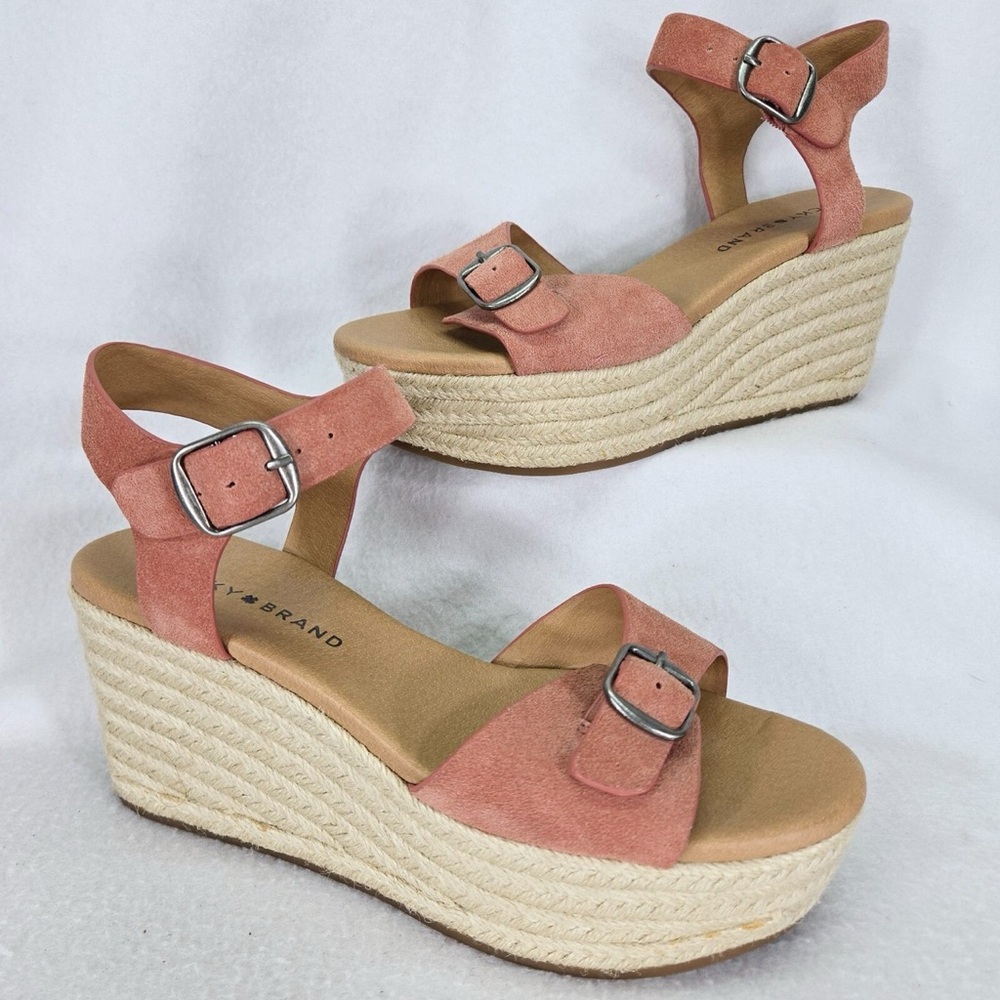 Lucky Brand Pink Coral Wedge Sandals